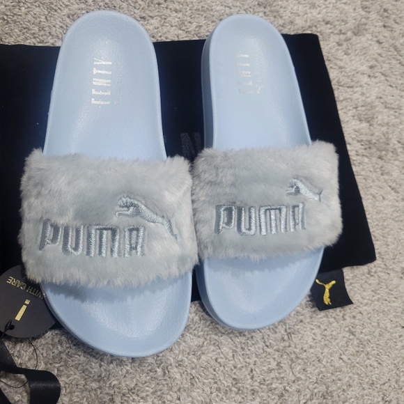 Puma x Fenty Rhianna Collab Fur Slide Women's Size 7.5 - Cool Blue - Picture 3 of 4